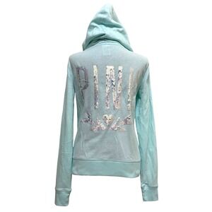 Victorias Secret PINK Sequin Hoodie Sweatshirt Full Zip Bling Y2K NWOT XS 2013
